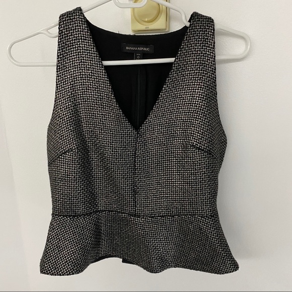 Banana Republic Tweed Top Grey Black XS/0 - Picture 1 of 3
